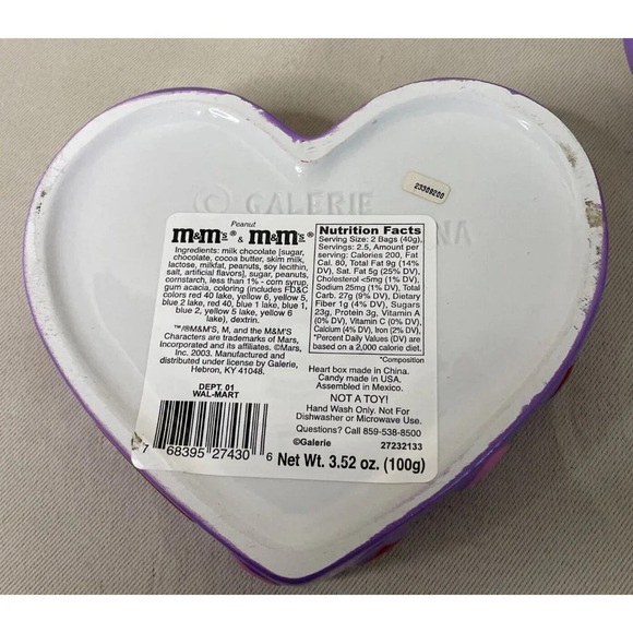 M&M Ceramic Heart Shaped Candy Dish Red Purple Trinket Box Valentine's Day - Picture 7 of 9